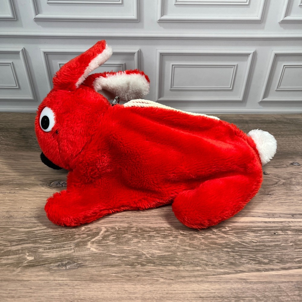 Vintage 1984 LEGO Duplo Red Plush Fuzzy Bunny Storage Bag Logo Keychain - Picture 5 of 10